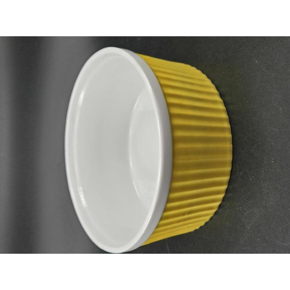 Retro 6.5" Yellow Baking Dish Ribbed Oven‑to‑Table Ceramic Bright Sunny Kitchen